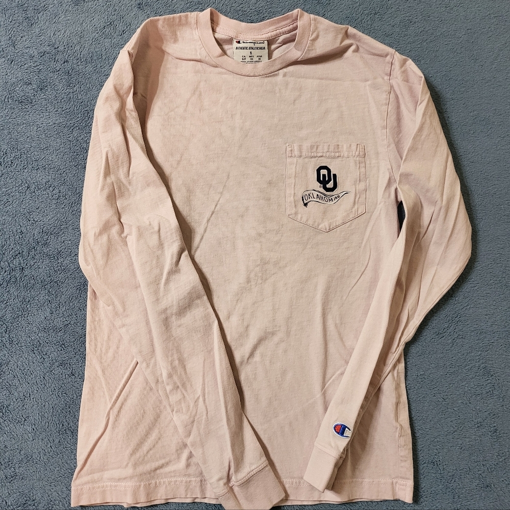 Oklahoma Sooners Women's Small T-shirt Light Pink Champion Long Sleeve - Picture 2 of 6